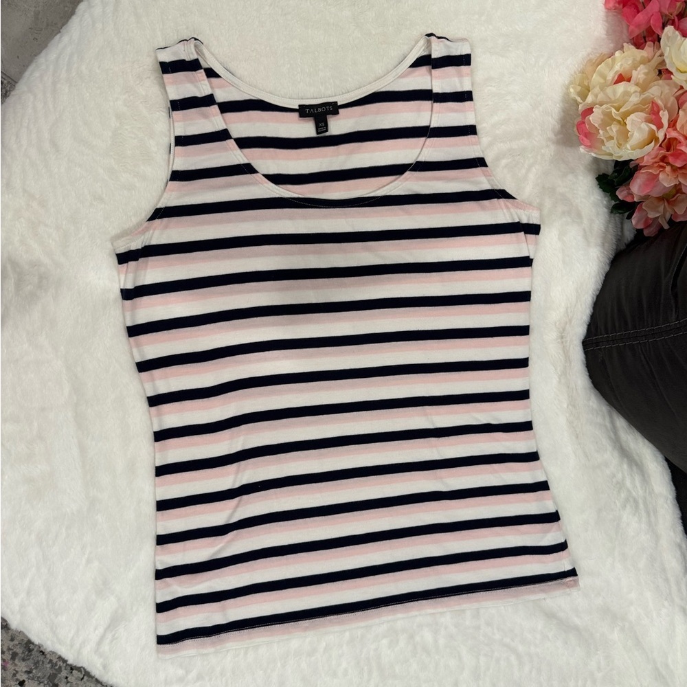 3 x 20$ Talbots Fitted Black and White Striped Tank Top Size XS